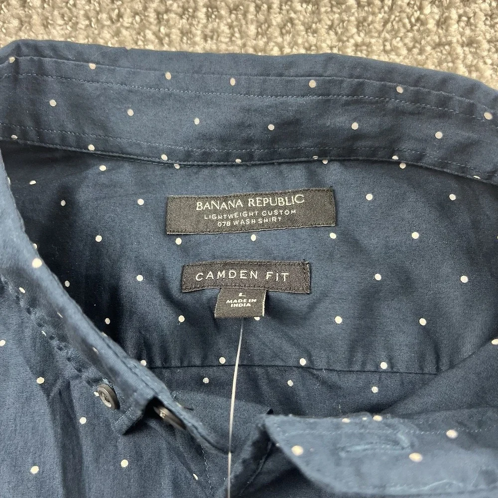 Banana Republic Mens Large L Button Up Camden Fit Custom 078 Wash Shirt Blue NWT